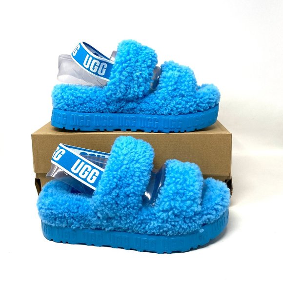 UGG Shoes - UGG OH Fluffita Women's Slippers Platform Blue Logo Size 1120876SPL